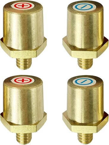 Ampper M8 Thread Male Brass Battery Charging Post Terminals, M8 Battery Post Adapter (+/-) with Top Bolts for Extension, Pack of 4 in Saudi Arabia