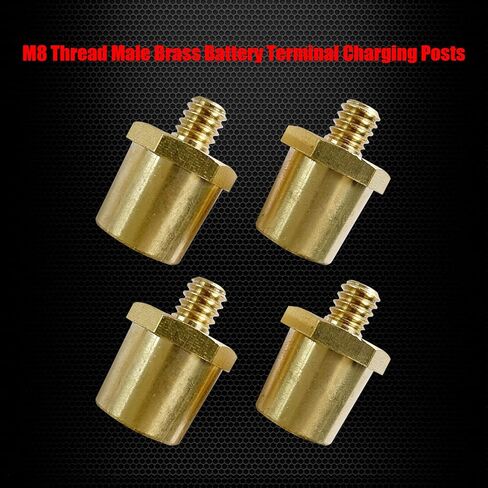 Ampper M8 Thread Male Brass Battery Charging Post Terminals, M8 Battery Post Adapter (+/-) with Top Bolts for Extension, Pack of 4 in Saudi Arabia