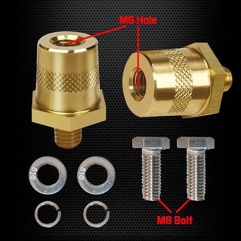 Ampper M8 Thread Male Brass Battery Charging Post Terminals, M8 Battery Post Adapter (+/-) with Top Bolts for Extension, Pack of 4 in Saudi Arabia