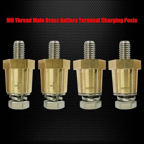 Ampper M8 Thread Male Brass Battery Charging Post Terminals, M8 Battery Post Adapter (+/-) with Top Bolts for Extension, Pack of 4 in Saudi Arabia
