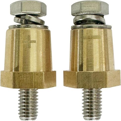 Ampper M8 Thread Male Brass Battery Charging Post Terminals, M8 Battery Post Adapter (+/-) with Top Bolts for Extension, Pack of 4 in Saudi Arabia