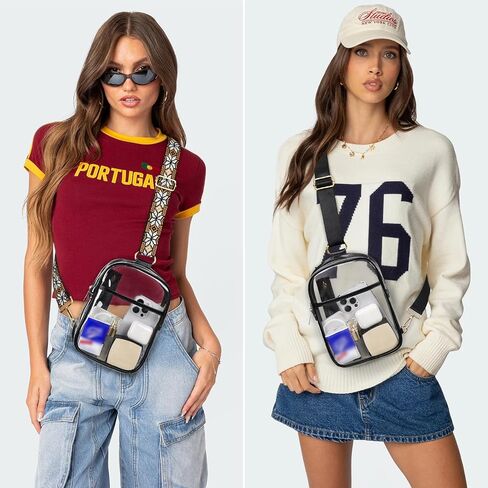 QOECI Clear Bag for Stadium Events Clear Sling Bag Backpack Clear Fanny Pack Stadium Approved Clear Crossbody Purses Transparent Chest Bag for Women Men with 2 Adjustable Removable Straps in Saudi Arabia