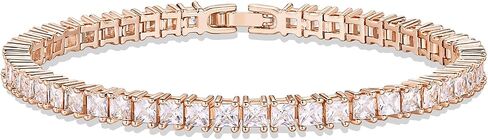 PAVOI 14K Gold Plated Cubic Zirconia Classic Tennis Bracelet | Gold Bracelets for Women | 4mm CZ, Size 6.5-7.5 Inch in Saudi Arabia