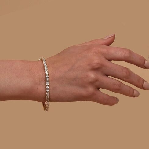 PAVOI 14K Gold Plated Cubic Zirconia Classic Tennis Bracelet | Gold Bracelets for Women | 4mm CZ, Size 6.5-7.5 Inch in Saudi Arabia