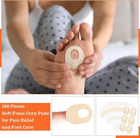 Nuanchu 36 Count Soft Foam Callus Cushions Oval Corn Cushion Pads Self Stick Adhesive Foot Care Cushions Waterproof Corn Protectors for Feet Women Men, Beige in Saudi Arabia