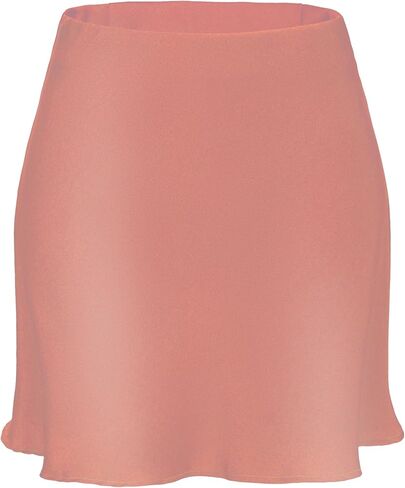 ALCEA ROSEA Women's Elegant Silky Satin Mini Skirt High Waist Ruffle Short Skirt Solid Mini Fishtail Skirts for Women 7805 in Saudi Arabia