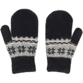 Kids-Double Layer-Warm-Knit Mittens - Girls-Boys-Winter Outdoor-Thickened Cold-Weather Wool Ski Gloves for 5-10 Years