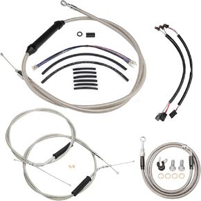 TIGERSGATE 14" Dyna Handlebar Extended CAN-Bus & Front Turn Signal Wiring Harness & Brake Line & Clutch Cable & Throttle/Idle Cables Kit for 2012-2017 Harley Non-ABS Dyna Some Models, Chrome