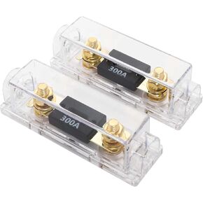 RED WOLF Car Radio Audio ANL Fuse Holder w/300A Fuse for Trolling Motor ATV Trailer Inverters Amplifier Install and Video System Electrical Protection 0/2/4 Gauge in Out, Gold Plated ANL Fuse Block 2P