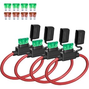 5 عبوات من حامل الصمامات المضمنة 18AWG، مع صمامات قياسية 5A و10A ATC/ATO لسيارة شاحنة وقارب ودراجة نارية in Kuwait