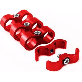 4AN Hose Separator Clamp, Aluminium Fuel Hose Mounting Clamp, Hose Fitting Adapter for 1/2 Fuel Line, Oil Hose, Brake Line, Water Pipe, Gas Line Red 4PCS