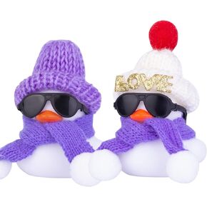 Rubber Duck Car Ornaments 2Pack Duck Car Dashboard Decorations for Christmas Decor and Home Decorations with Mini Hat Necklace and Sunglasses