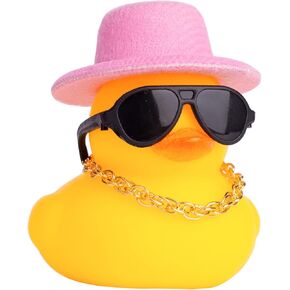 Rubber Duck Car Ornaments Duck Car Dashboard Decorations for Car Dashboard Decoration Accessories with Mini Hat Swim Ring Necklace and Sunglasses, 2 Inches