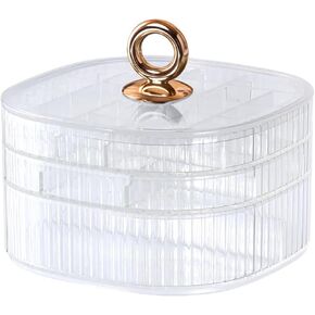 Jewelry Box, 3-Layer Acrylic Jewelry Organizer with Handle, Clear Jewelry Boxes for Women Girls, Make up Organizer, Jewelry Storage Holder (Green)