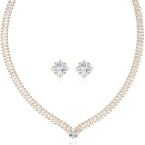 Cubic Zirconia Necklace、Earrings Jewelry Set, AAAAA Grade,for Bridal Wedding Prom Jewelry Accessories for Women.