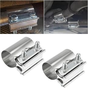 Mandark 2PCS Car Exhaust Clamp, 2 Inch Stainless Steel Auto Butt Joint Band Clamp Sleeve Coupler for Exhaust Pipe Muffler, Vehicle Interior Accessories, Universal for RV, SUV, Truck