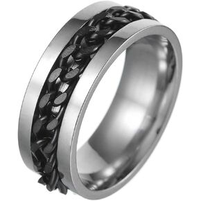Mens Fidget Rings Anxiety Spinner Rings for Men Classic Chain Rings for Women Adults Titanium Steel Ring