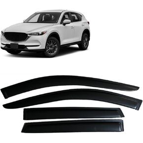 واقيات النوافذ لسيارة Mazda CX-5 2017 2018 2019 2020 2021 2022 2023 2024 CX-5 Sport Touring، CX-5 Grand Touring Signature CX5 واقيات المطر التلقائية، شريط تثبيت خارجي على النافذة الجانبية عاكسات الرياح