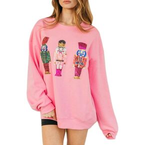 LILTWIST بلوزات عيد الميلاد للنساء الترتر عطلة كسارة البندق قمصان طويلة الأكمام عيد الميلاد القبيح سباركلي الرسم سترة in Kuwait