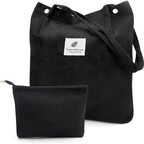 Corduroy Tote Bags, Travel Shoulder Beach Bag with Makeup Bag for Women Work Lunch Grocery Shopping Shopper Handbags