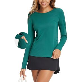 BALEAF Rash Guard for Women UPF 50+ Sun Shirt with Pockets Hiking Clothing Long Sleeve Workout Tops
