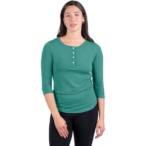 Women's Merino Wool 3/4 Sleeve Henley - Ultralight - Wicking Breathable Anti-Odor