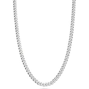 Miabella Italian Solid 925 Sterling Silver 3.5mm Diamond Cut Cuban Link Curb Chain Necklace for Women Men, Made in Italy