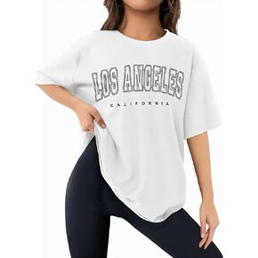 Buauty Womens Oversized T Shirts, Graphic Tees Letter Print Short Sleeve Tops Loose Fit Crewneck Top, Summer Casual Y2K 2024