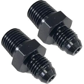 4AN Male Flare to 1/4'' NPT Male Hose Pipe Fitting Adapter Union Connector Aluminum Straight Black Anodized 2PCS in Kuwait