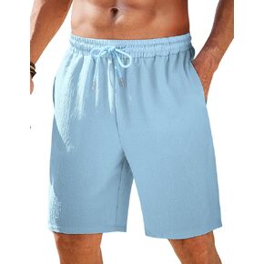 COOFANDY Mens Casual Shorts Elastic Waist Drawstring Textured Summer Beach Short