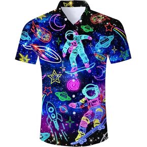 uideazone Mens Funny Hawaiian Shirts 3D Graphic Button Down Short Sleeve Tropical Holiday Beach Aloha Shirt