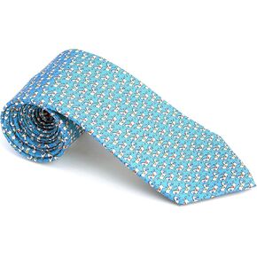 Men's 100% Silk Neckties Horse Printed Tie (Blue)