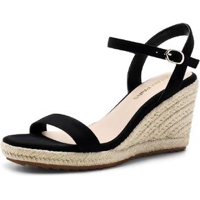 DREAM PAIRS Espadrilles Wedge Sandals for Women, Women's Open Toe Summer Dressy Sandals with Adjustable Ankle Strap and Soft Footbed