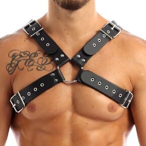 Men's Faux Leather Body Cross Harness Chest Belt, Sexy Punk Body Harness Belt, Gothic Adjustable Buckle Costume Outfits Bondage for Men, Carnival Halloween Christmas Cosplay Costume Accessories