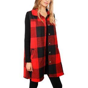 Women's Plaid Vest Buffalo Casual Lapel Open Front Sleeveless Cardigan Jacket Coat with Pockets