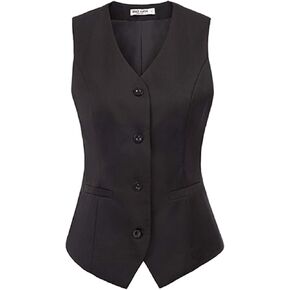 GRACE KARIN Women's V-Neck Slim Fit Office Bottoned Dressy Suit Vest Waistcoats