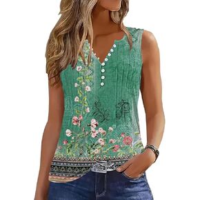 ETCYY Tank Tops for Women 2026 Summer Pleated Tunic Loose Fit Sleeveless Shirts Dressy Casual V Neck Button Down Blouses in Kuwait