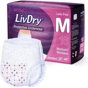 Livdry XXL Adult Diapers for Women, Overnight Absorbency Incontinence Underwear, XX-Large (10 Count)
