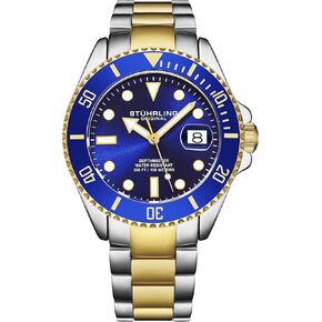 Stuhrling Original Men's Dive Watch, Swiss Movement, Stainless Steel, Blue Dial, Stainless Steel Bracelet, 100M Water Resistant