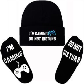 Do Not Disturb Gaming Socks Gaming Beanie Winter Hat,Funny Gamer Stocking Stuffers for Teens Boys Men Kids Black