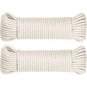 SteadMax 100ft Natural Cotton 3/16 Inch Rope, General-Purpose Utility Cord, Clothesline Rope, Ideal for Tents, Hammocks, Halters, Harnesses, Awnings, Outdoors, Sports (2 Pack, 50ft Each)