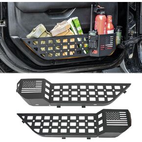 Metal Front Door Pocket Storage Box Compatible with Jeep Wrangler JL JLU 4XE 2018-2024 & Gladiator JT 2020-2024 Rubicon Sport Sahara Interior Door Storage Organizer Molle Panels（Not Fit Power Seats）
