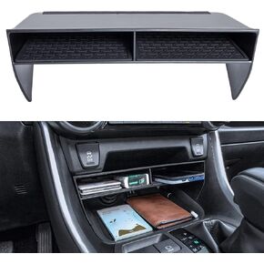 TOPINSTALL New Wider Opening Organizer Compatible with 2019-2024 2025 Toyota Rav4 & RAV 4 Prime Accessories, Bigger Divider Slot Tray for Phone with Case, Black ABS Material Storage Insert