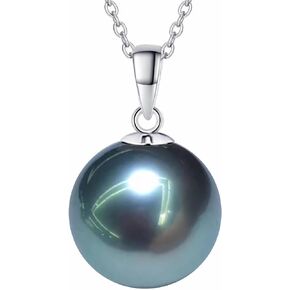 Tahitian Black Pearl Necklace,Quality Handpicked AAA Tahitian Black Pearls,925 Sterling Silver Chain 18K White gold Plated Necklace