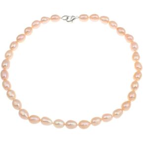 Women's Pearl Necklace 8-9mm Natural Freshwater Pearl Necklace for Women Pearl Strand Necklace 18In White Pink Black Grey Multicolor