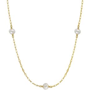 Baroque Pearl Clavicle Necklace for Women, 14k Gold Plated Sterling Silver Freshwater Pearl Luxury Lip Chain Pendant Necklace
