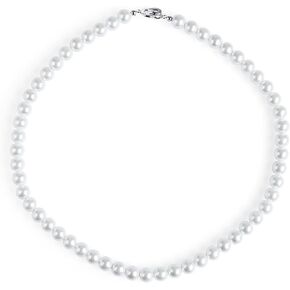 Pearl Necklace for Women, 7-8MM Round Imitation Pearl Choker Necklace White Simulated Shell Pearl Necklace Wedding Pearl Necklace for Brides/Bridesmaid Pearl Gifts for Christmas, Holidays