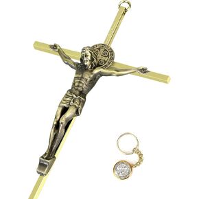 Pietism Crucifix Wall Cross,Metal Grey Catholic Jesus Christ Cross Wall, Cross Wall Decor-10 inches