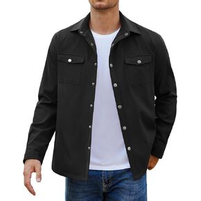COOFANDY Men's Casual Lightweight Shirt Jacket Work Shacket Jackets Military Button Down Overshirt With Flap Pockets