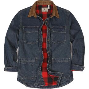 ZENTHACE Men's Flannel Lined Denim Washed Work Shirt Jacket, Fall Winter Utility Jean Shacket